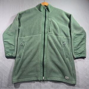 The North Face Fleece Jacket Womens XL Green Full Zip Sherpa Long Coat Outdoor